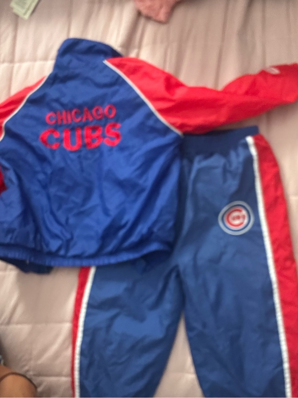 RETRO CRISPY Chicago Cubs Blue and Red Windbreaker Set with under tee, 24MOS